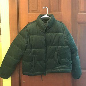 Forest Green Corduroy Puffer Jacket